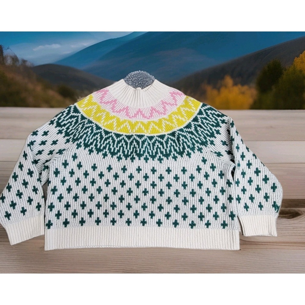Old Navy Sweater Women's XXL Mock-Neck‎ Fair Isle Cropped Nordic Cozy Pullover